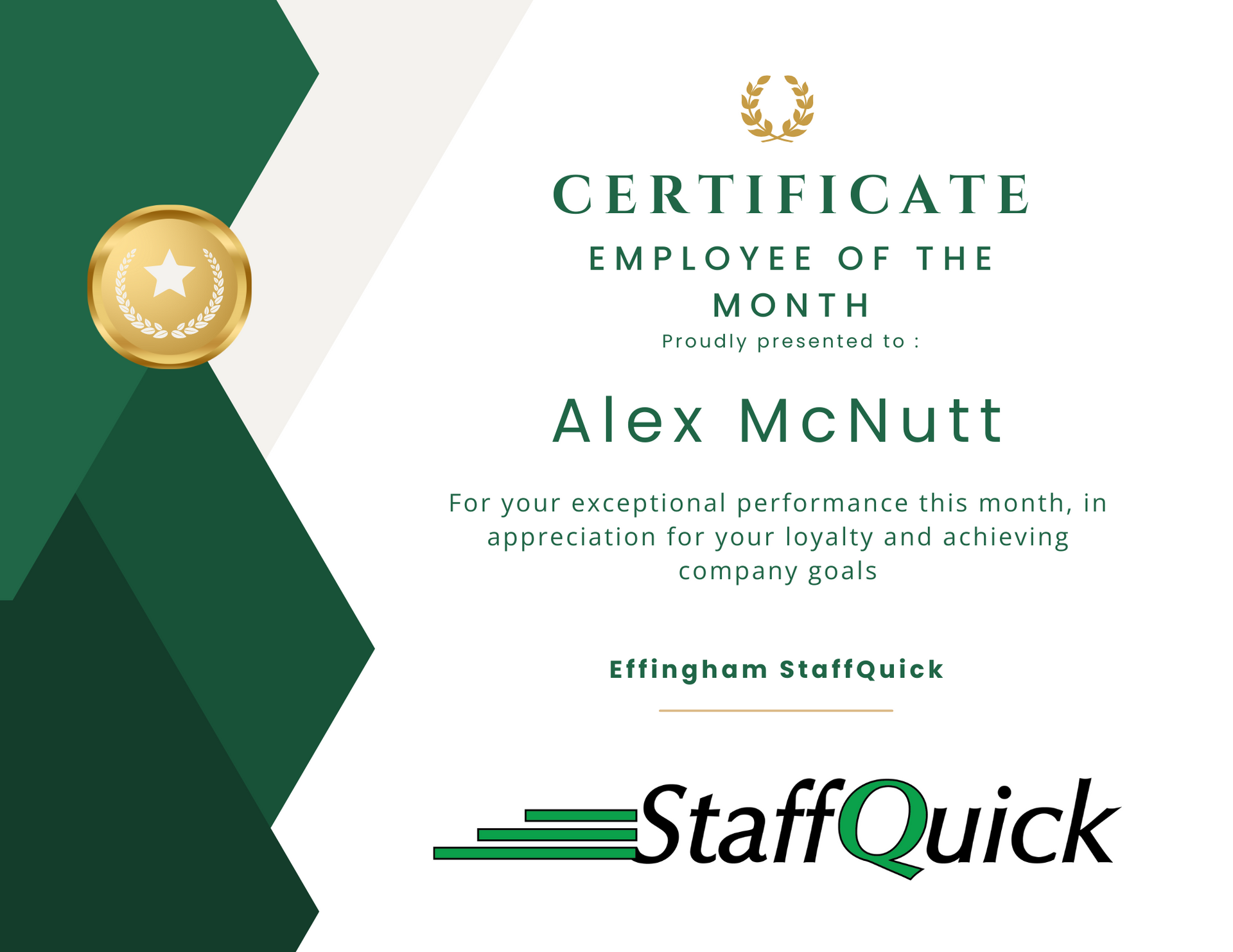 StaffQuick May employee of the month