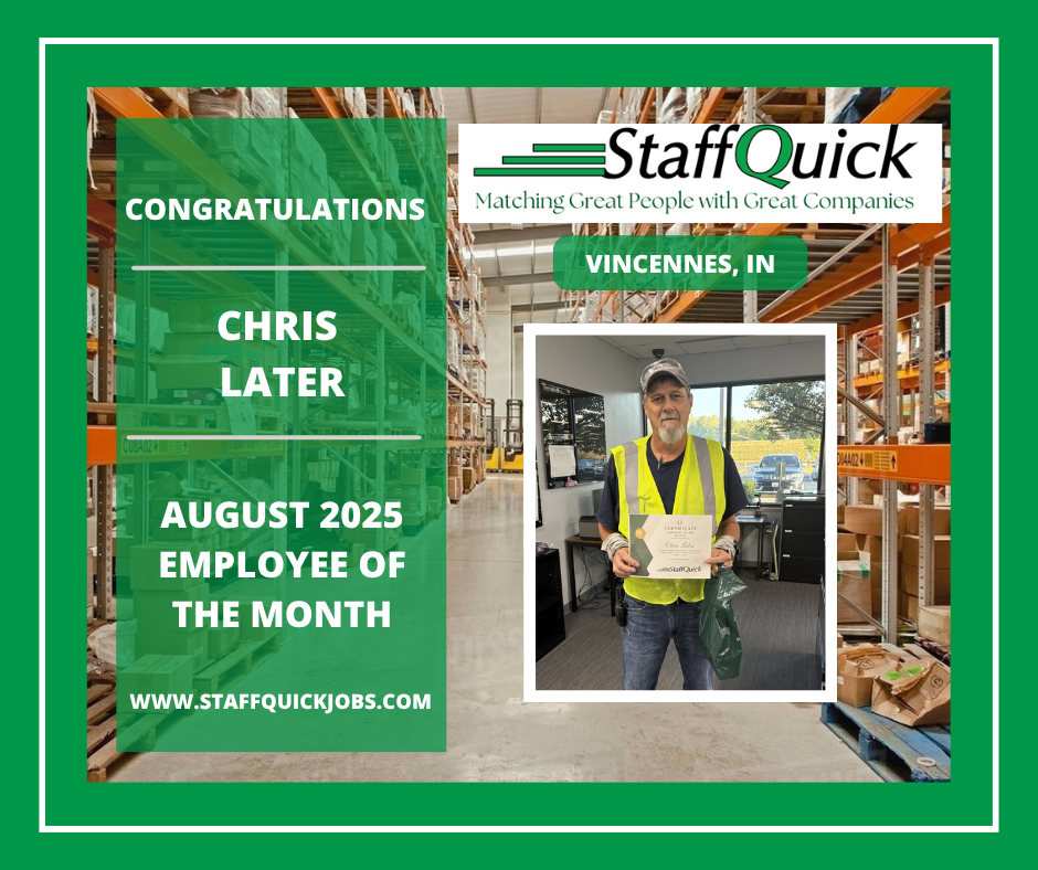 StaffQuick August  employee of the month Chris Later