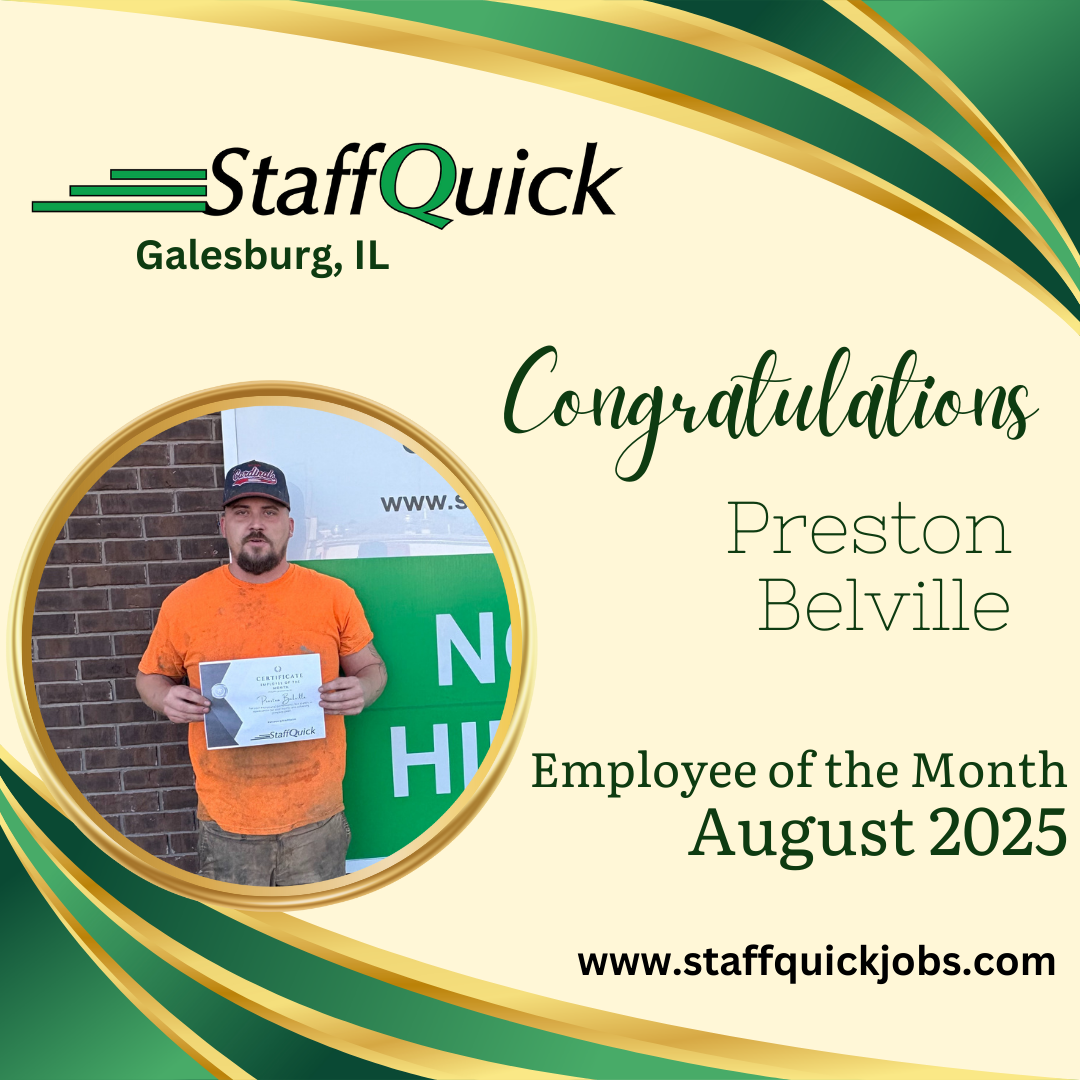StaffQuick August  employee of the month Preston Belville