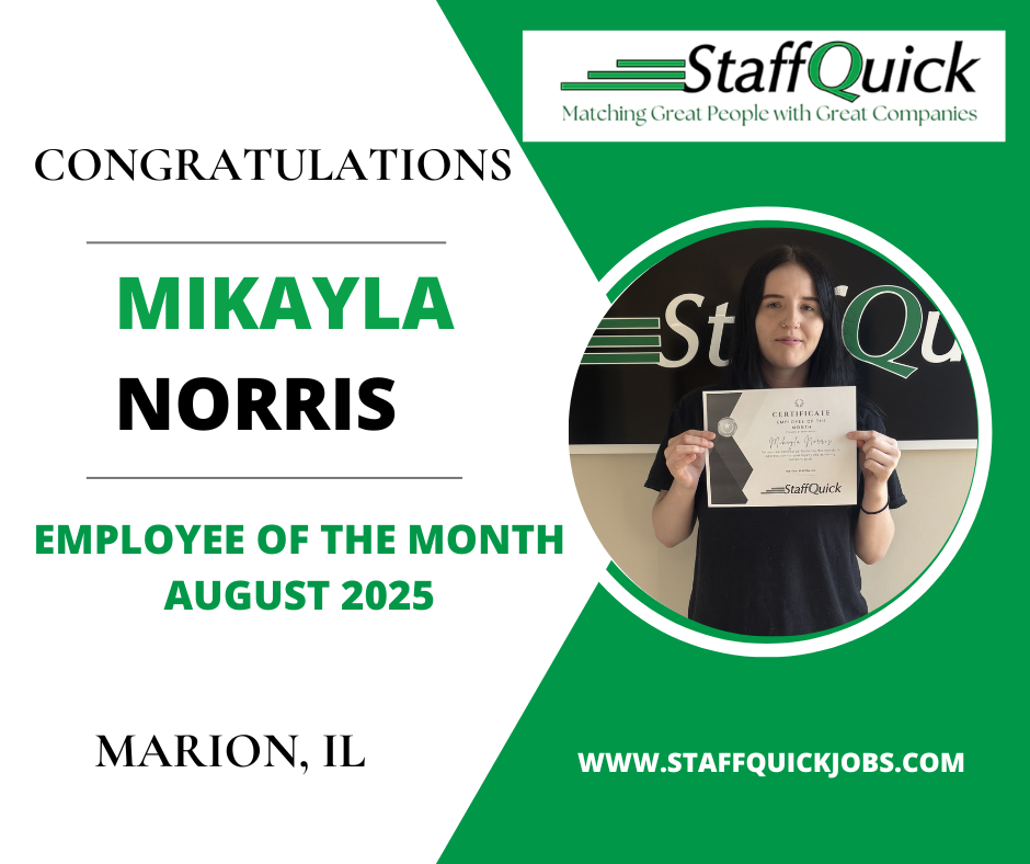 StaffQuick August  employee of the month Mikayla Norris