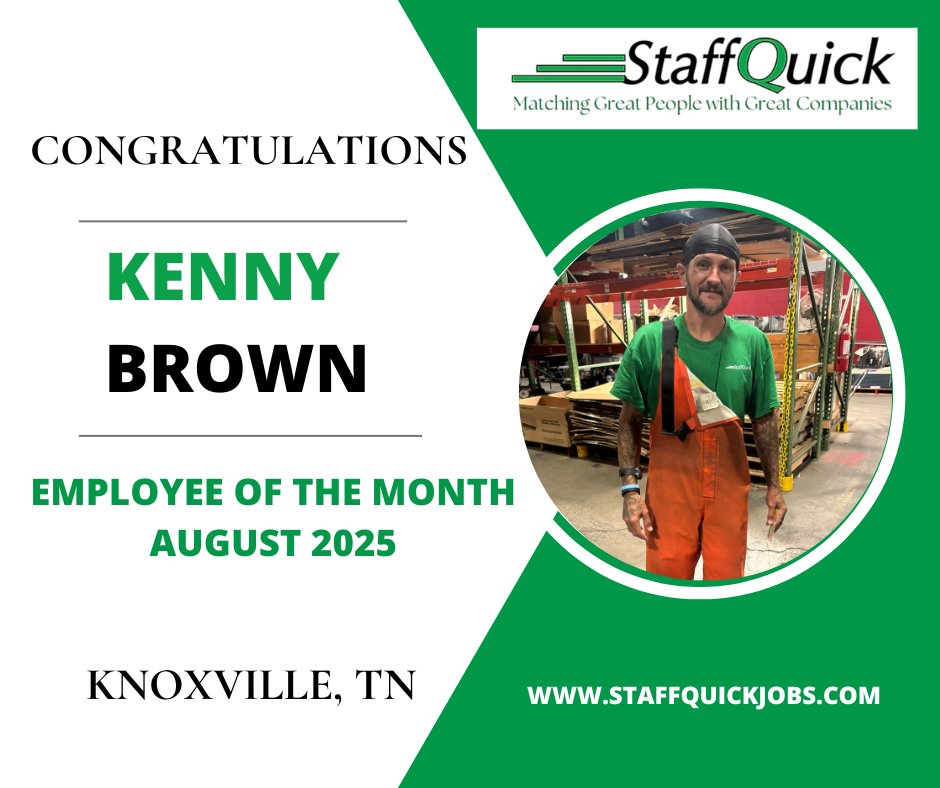 StaffQuick August  employee of the month Kenny Brown