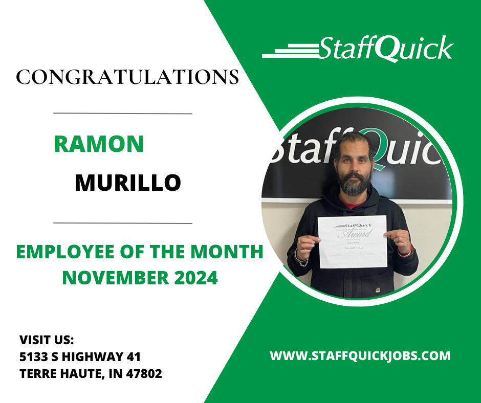 Terre Haute StaffQuick Employee of the Month of November
