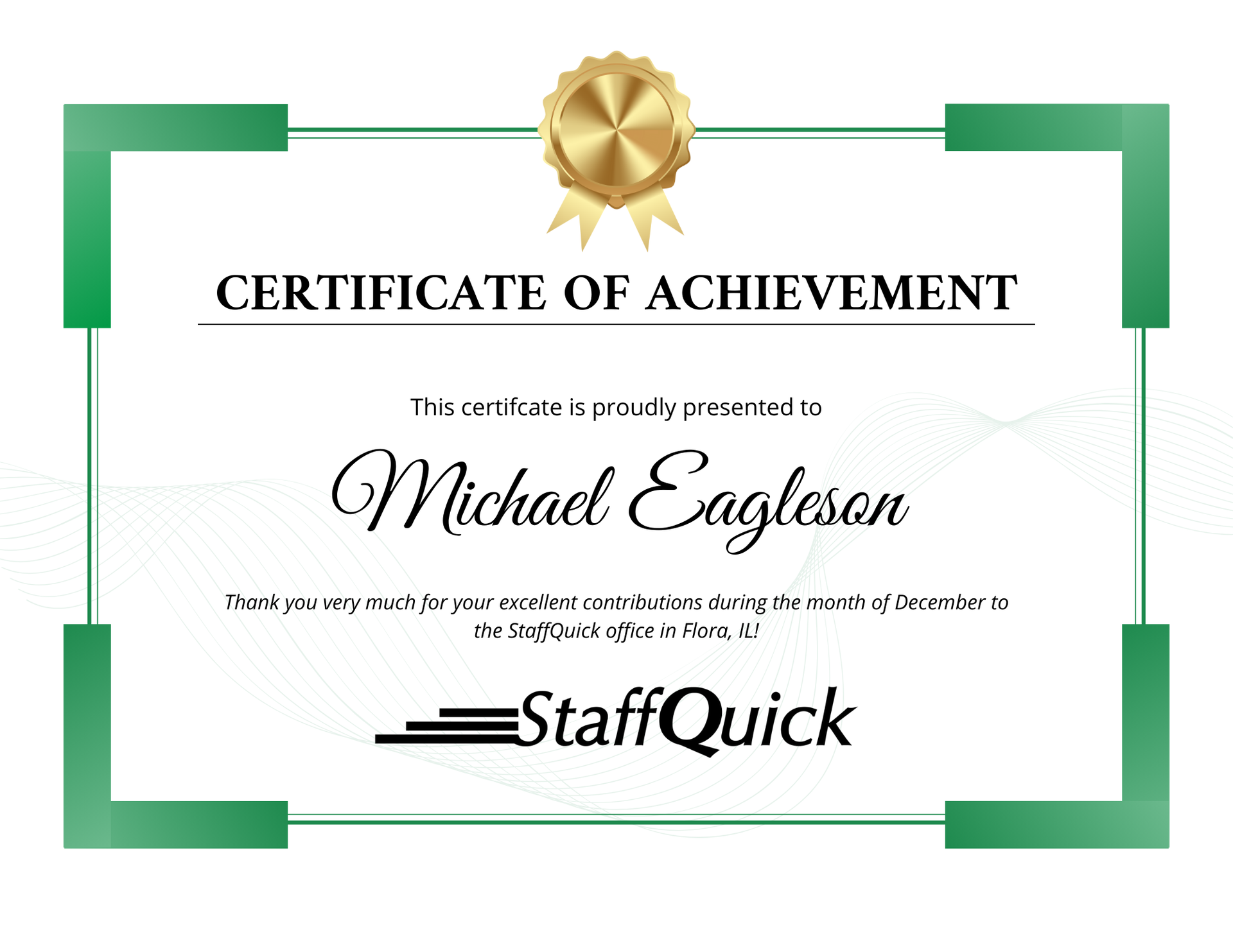 Flora StaffQuick Employee of the Month of December