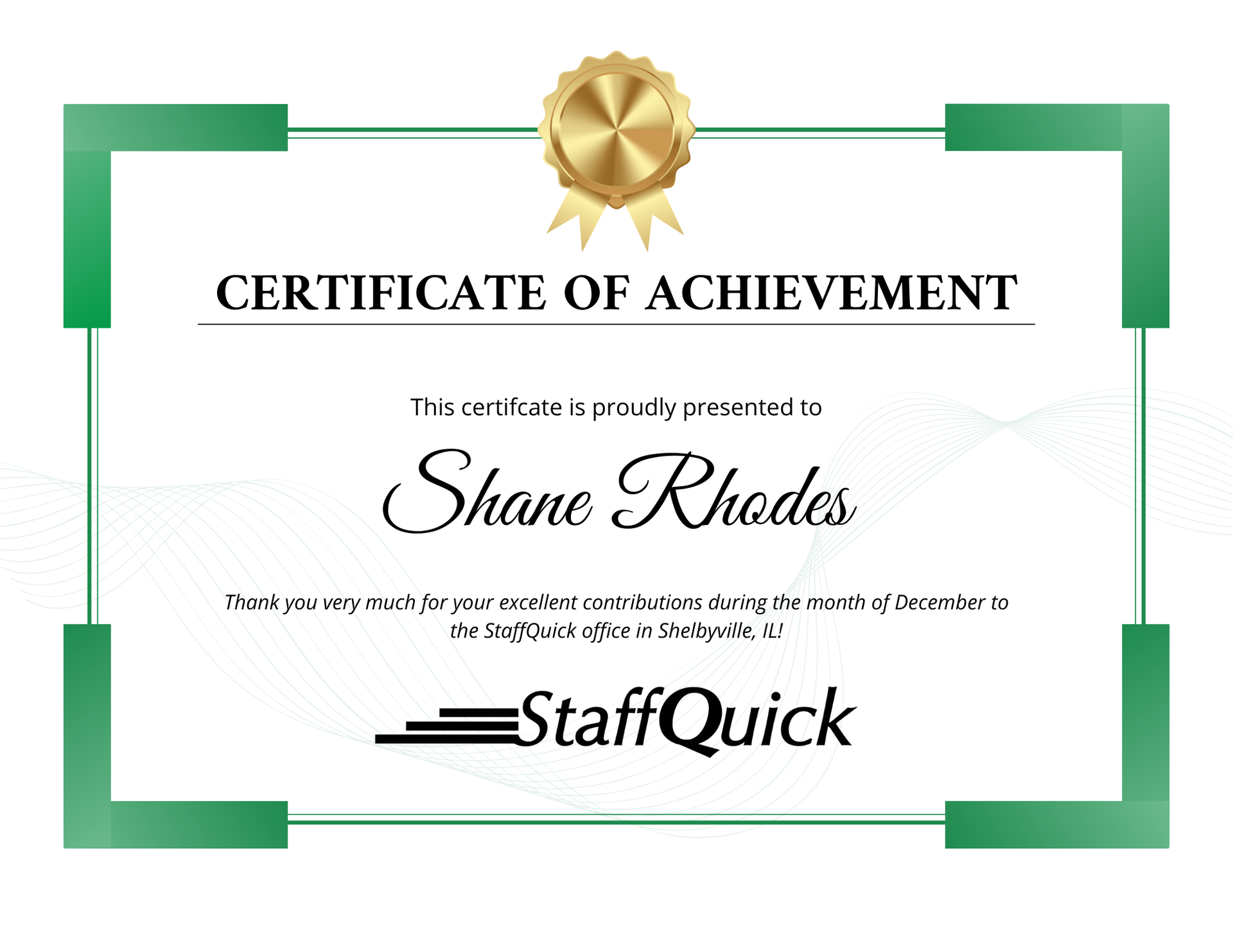 Shelbyville StaffQuick Employee of the Month of December