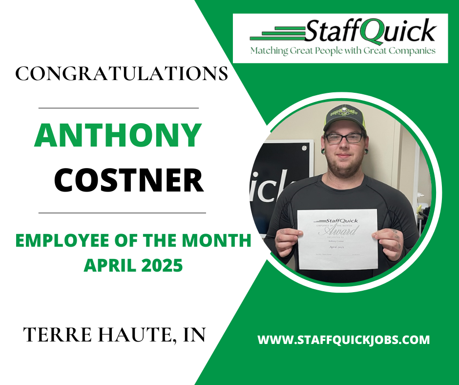 Congratulations anthony costner employee of the month april 2025