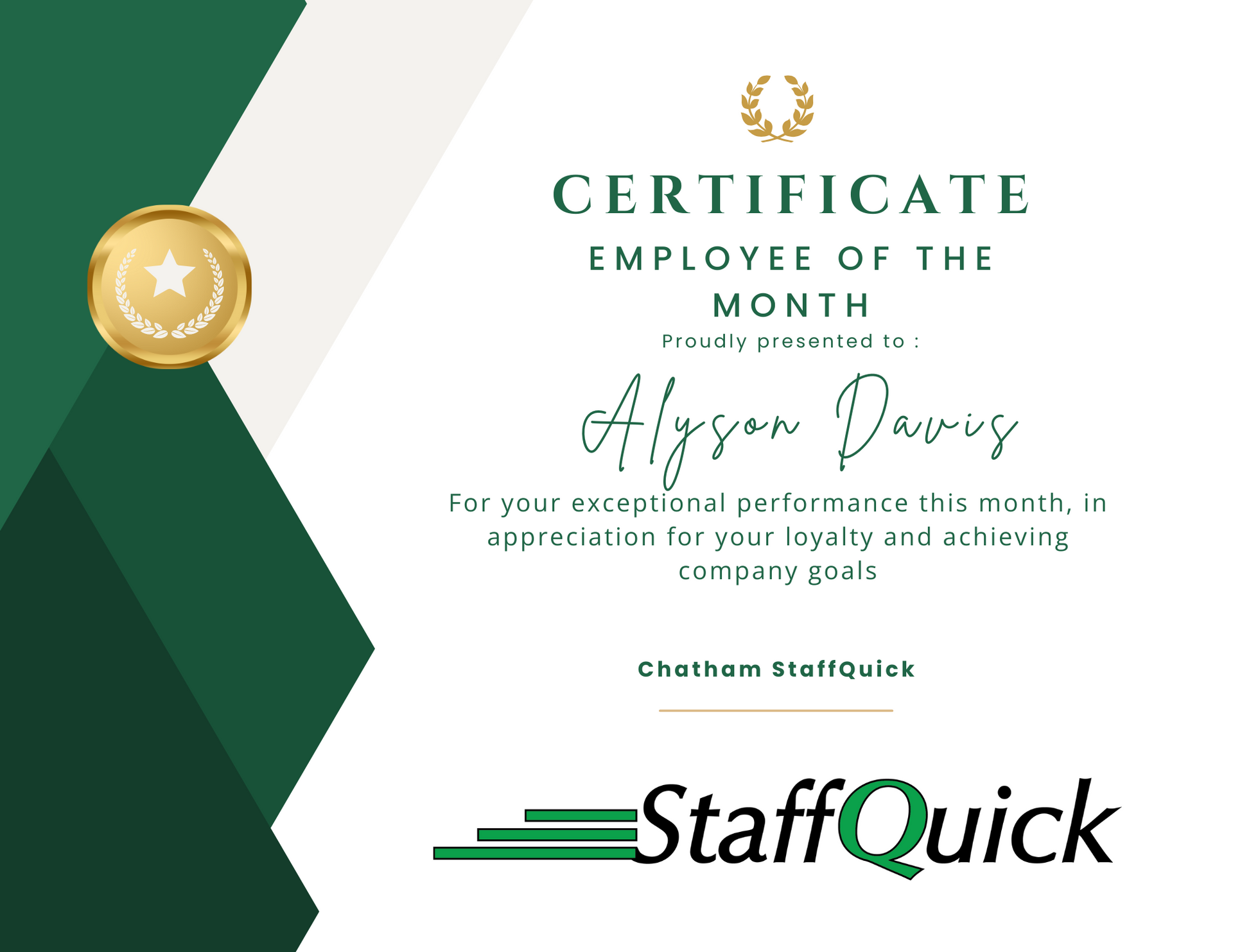 It is a certificate for an employee of the month.
