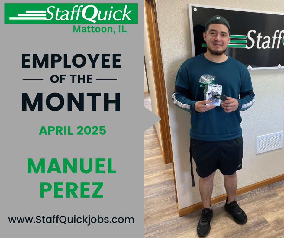 Manuel perez is the staff quick employee of the month for april