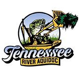 Tennessee River Aquidoc logo with a fish leaping beside a fishing rod and green splash
