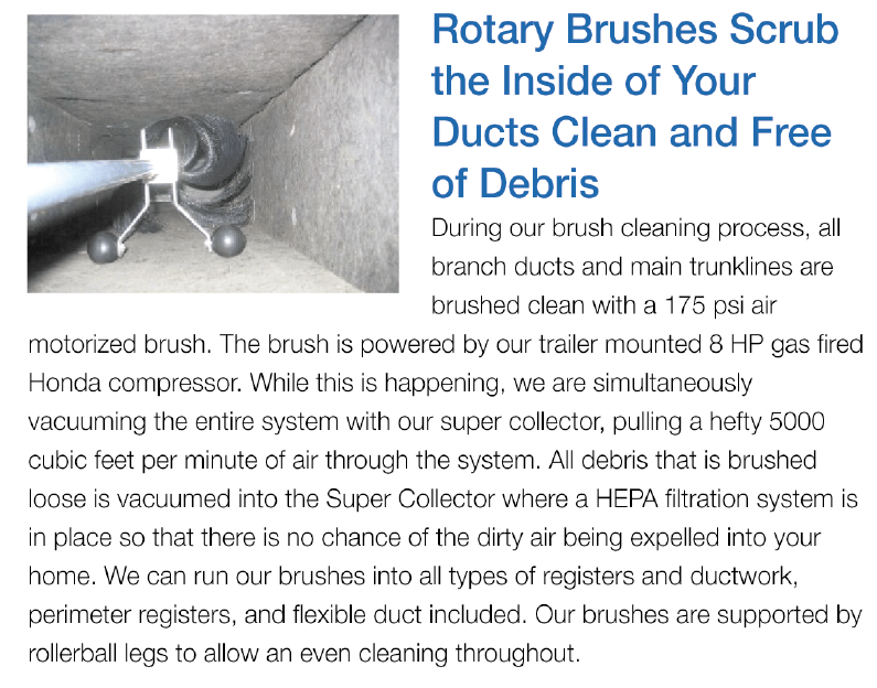 rotary brushes scrub - ducts clean