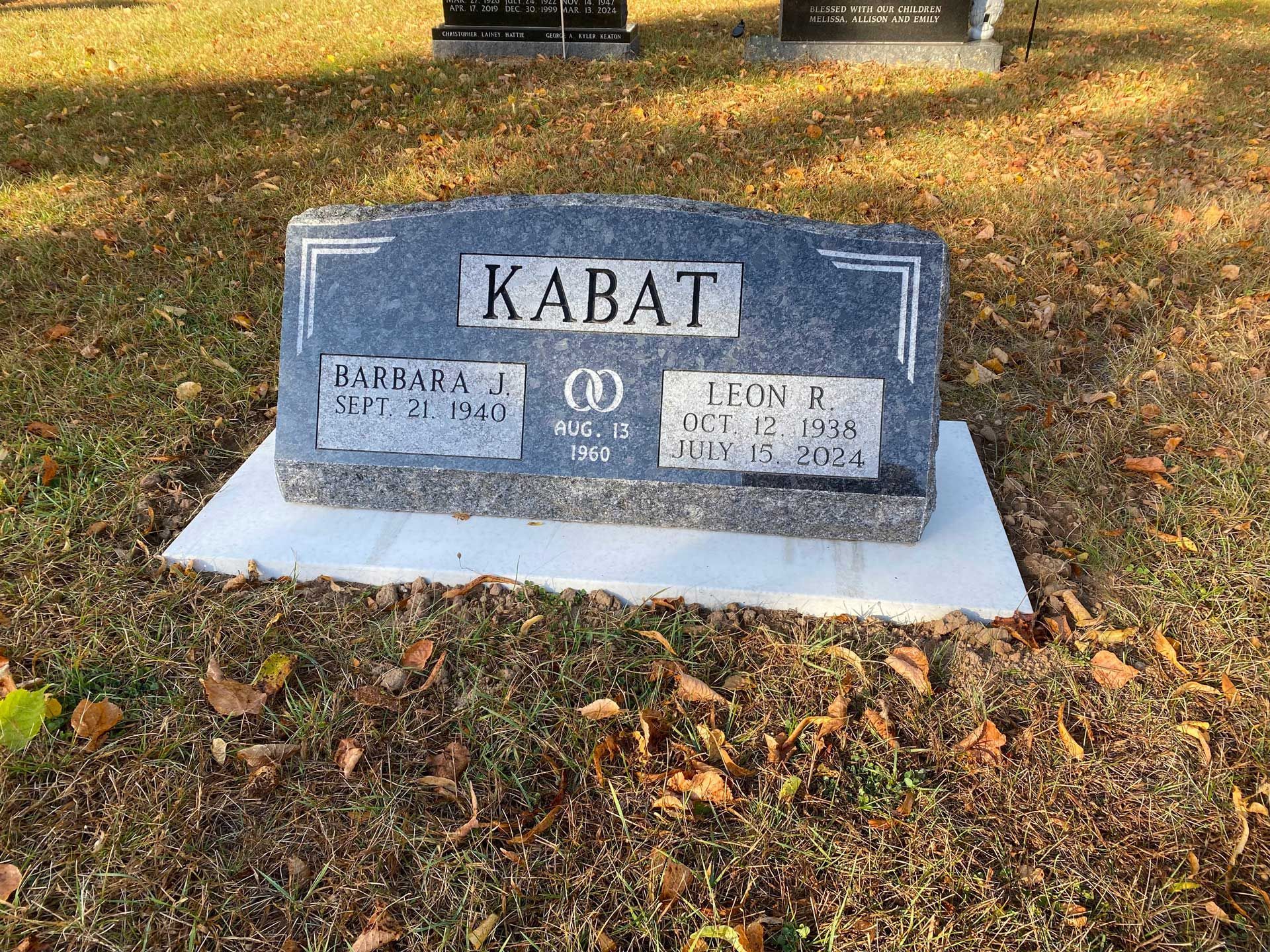A slant grave marker