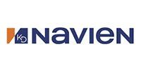 Navien logo in blue text with an orange and blue icon