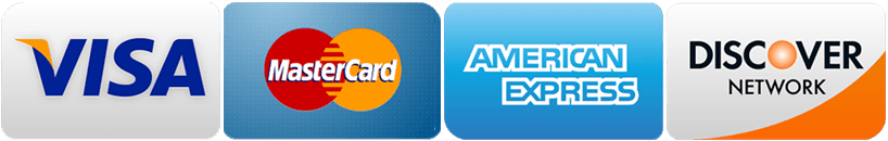VISA, MasterCard, American Express, DISCOVER - Major Credit Card logos