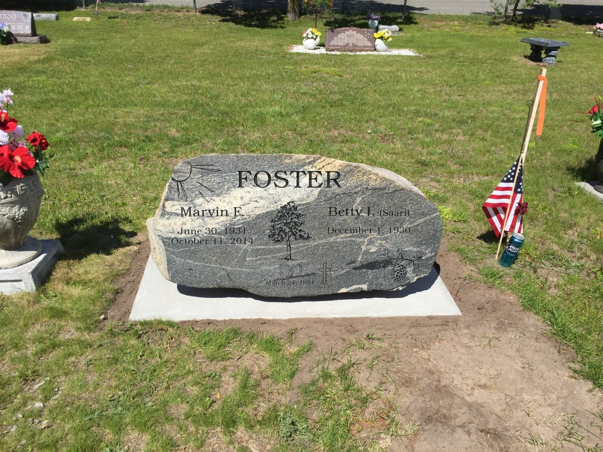 Headstones | Cut Natural Boulder Headstone | Central Lake MI