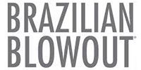 A black and white logo for brazilian blowout on a white background.