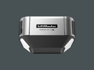 LiftMaster garage door opener, silver and black, with the LiftMaster and myQ logos.