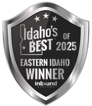 Silver shield award badge reading “Idaho’s Best 2025 Eastern Idaho Winner” with Inbound Systems logo