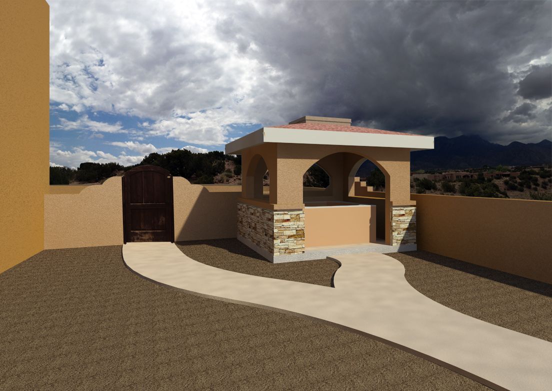 a building with a walkway leading to it