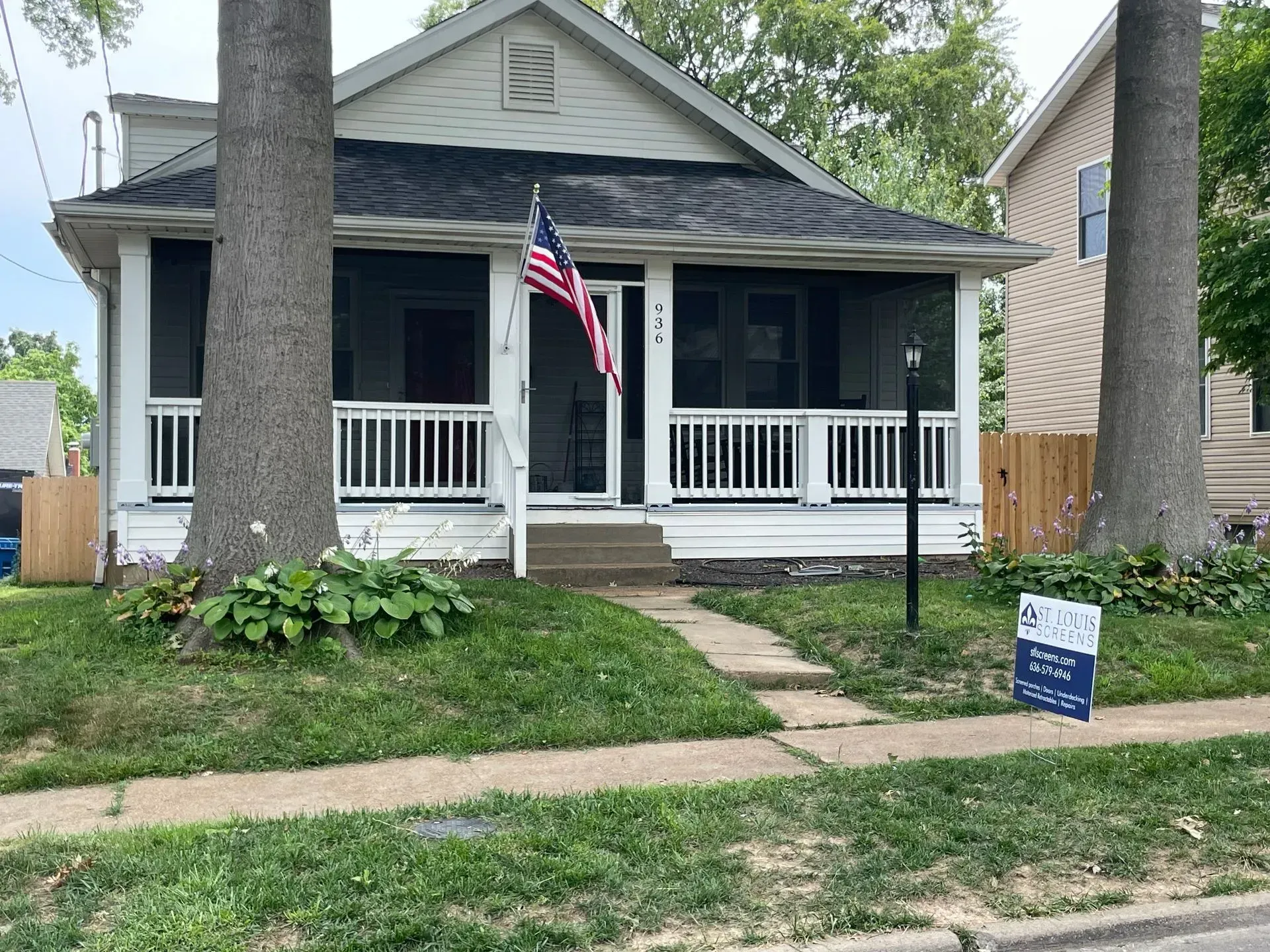 Residential house with screens