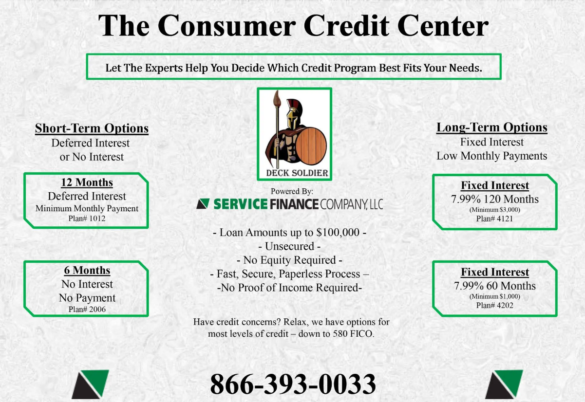 Advertisement for The Consumer Credit Center, offering short and long-term loan options. Contact details included.