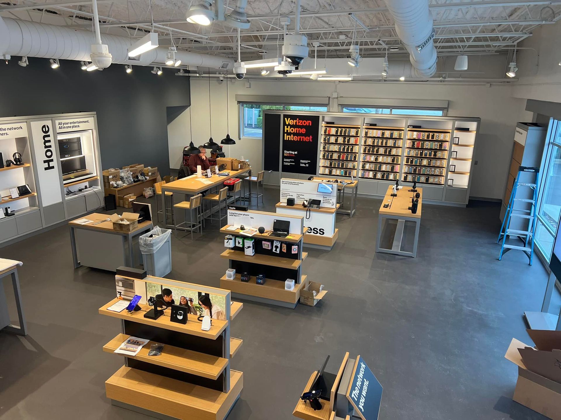 Interior view of a store with display shelves of products and an open layout.