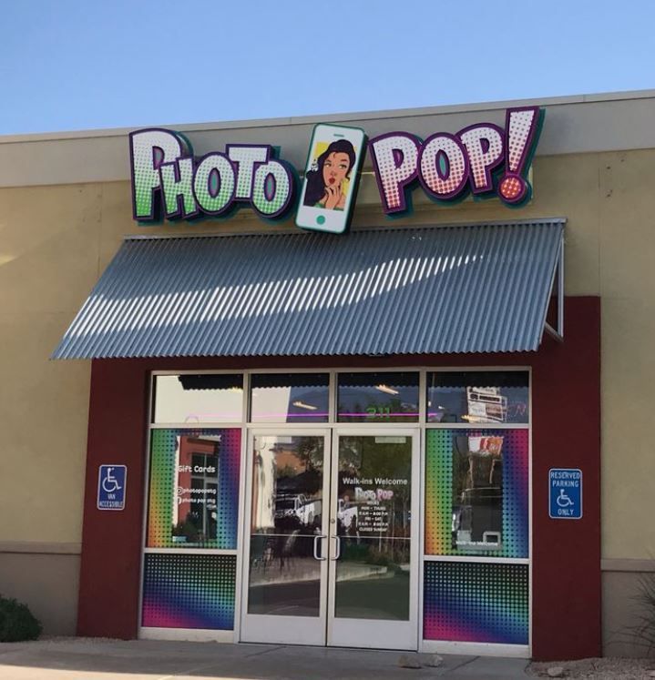 The front of a photo pop store.