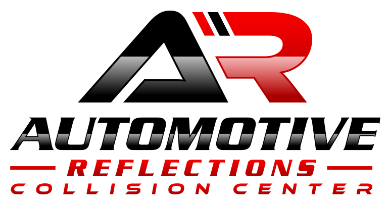Logo for Automotive Reflections Collision Center featuring the stylized red and black letters "AR" over text.