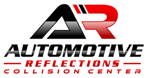 Logo for Automotive Reflections Collision Center featuring the stylized red and black letters "AR" over text.