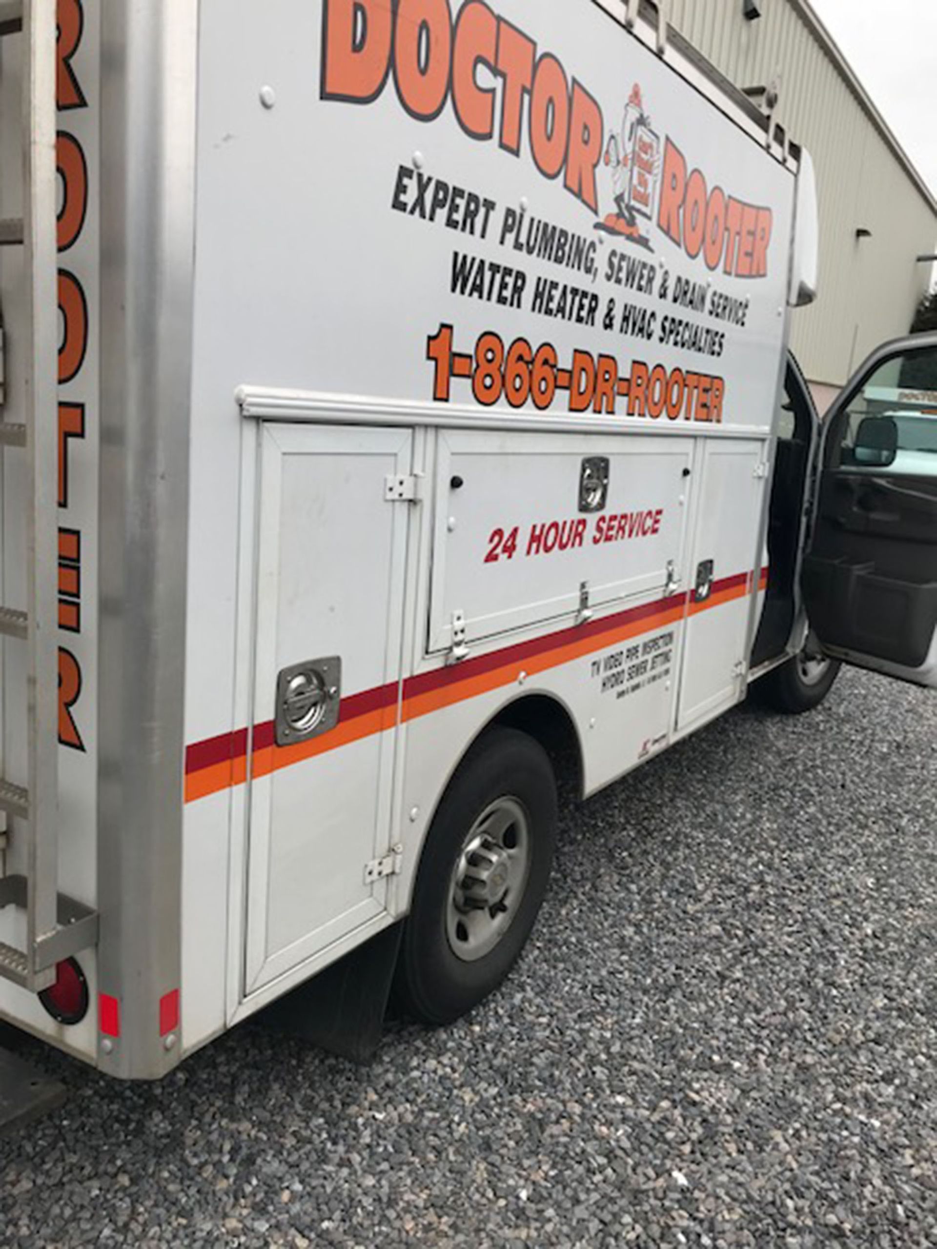 White service van with orange 