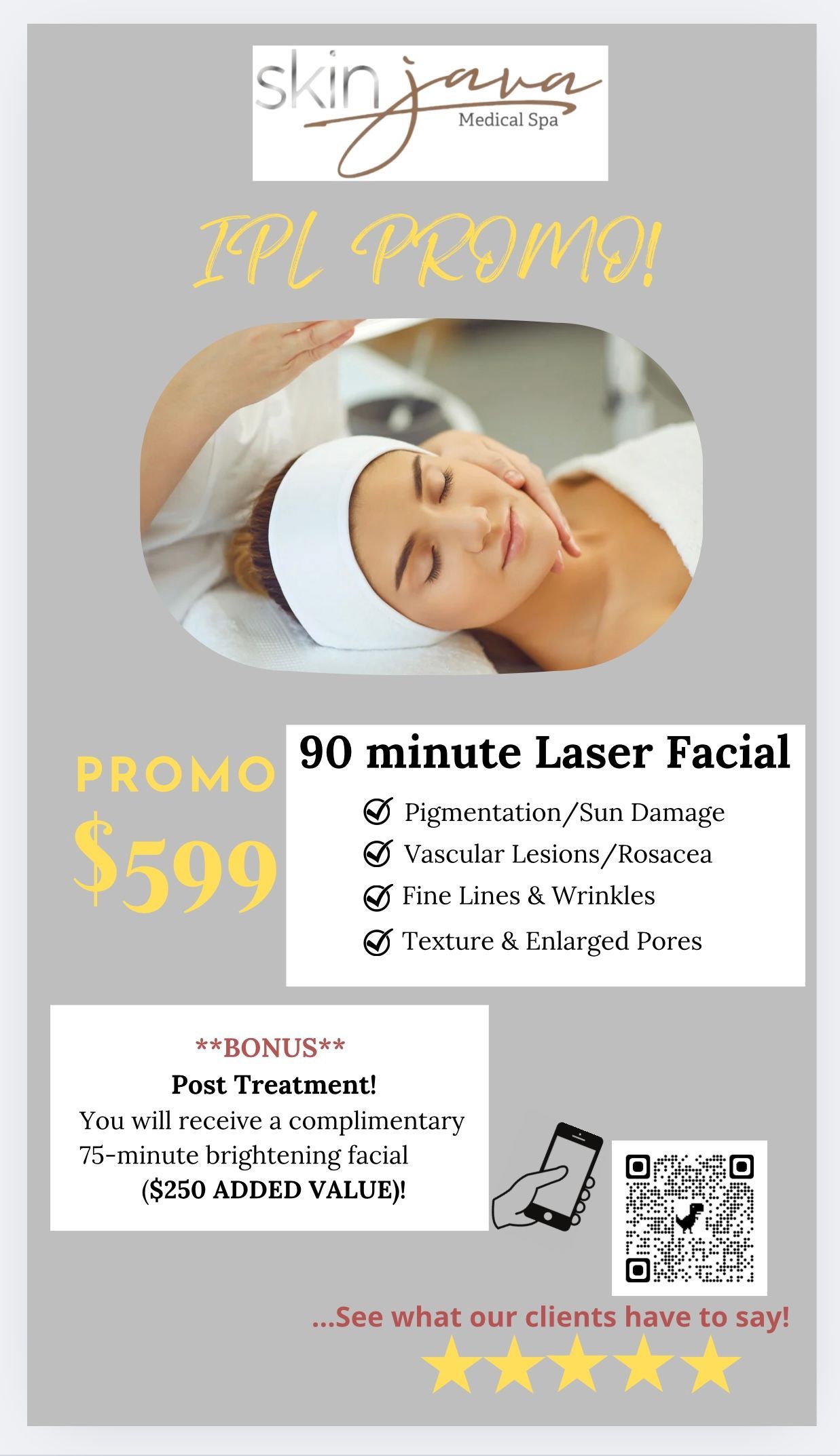 A woman is getting a 90 minute laser facial for $ 500