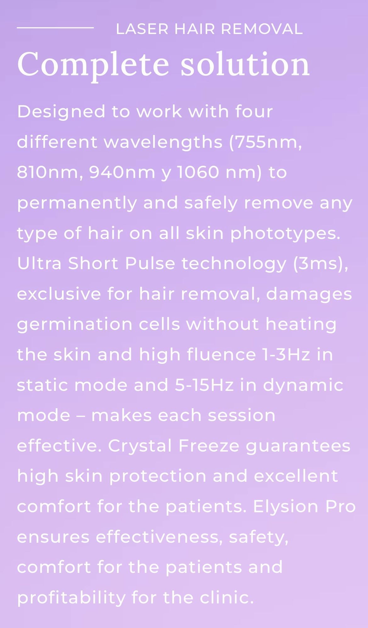 A purple background with white text that says laser hair removal complete solution