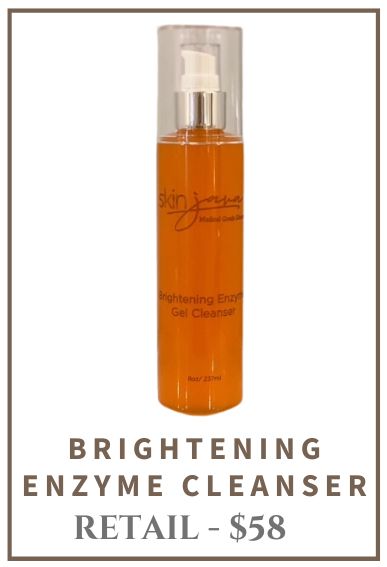 Brightening enzyme gel cleanser in an orange bottle with a pump, $58 retail.