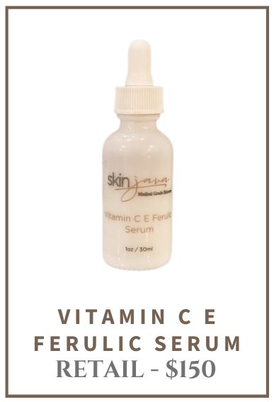 Vitamin C E Ferulic serum bottle with dropper, priced at $150.
