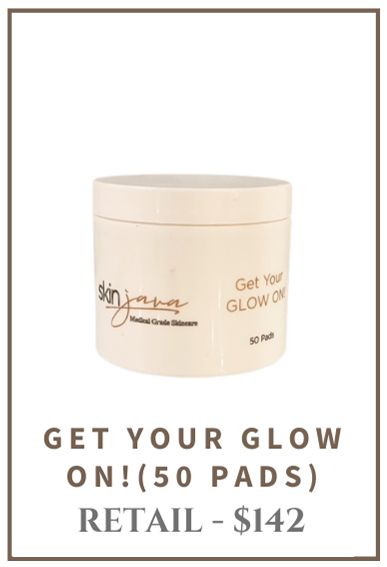 A container of Get Your Glow On! skincare pads with a $142 retail price.