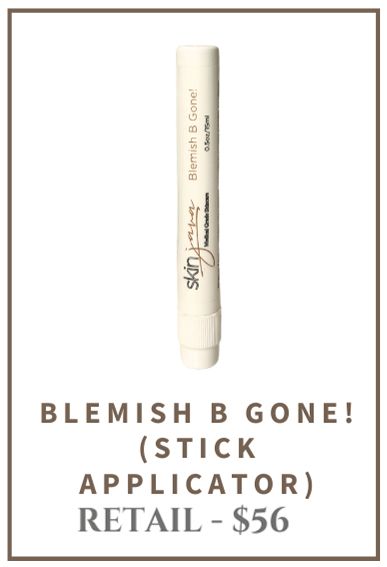 Blemish stick with text: Blemish B Gone! Stick applicator Retail price: $56.