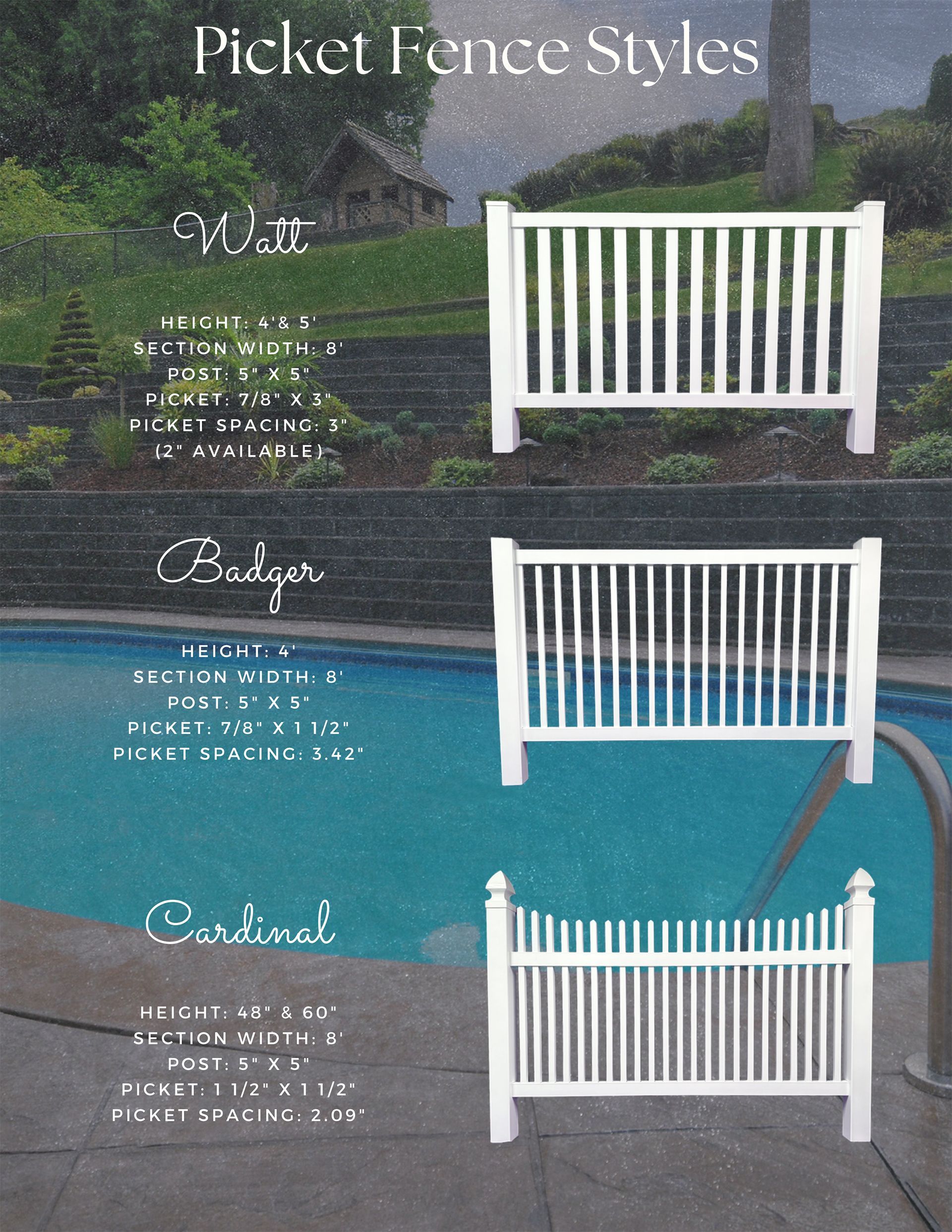 Badger Vinyl Products Brochure Picket Fence Styles