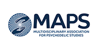 Logo for the Multidisciplinary Association for Psychedelic Studies (MAPS): hands around a central point, blue text.