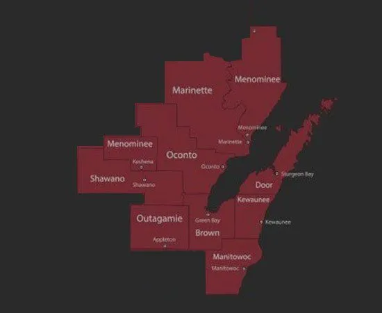 A map of the state of Michigan with a black background