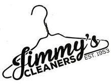 Jimmy&rsquo;s Cleaners logo on a hanger, black text with &ldquo;Est. 1953&rdquo; in gray.