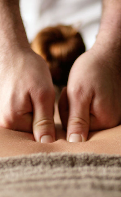 A woman are getting a back massage at a spa.