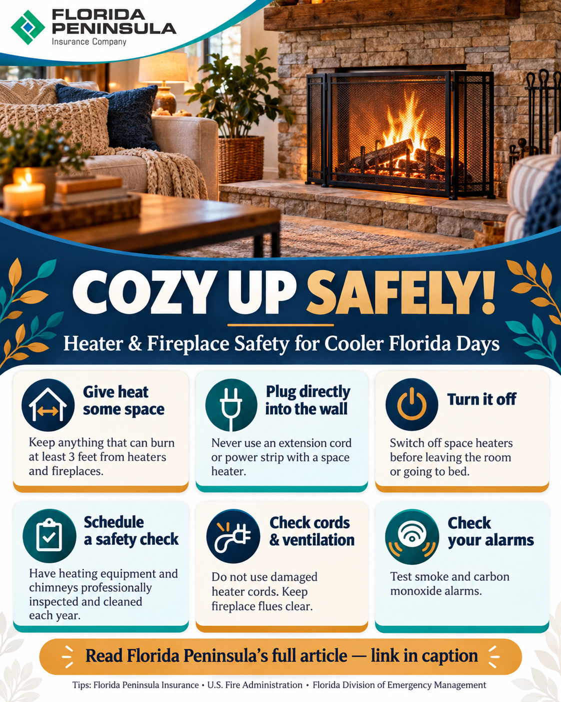Cozy Up Safely! Heater and Fireplace safety for cooler Florida days