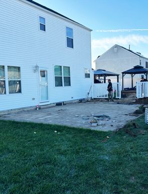 Backyard patio construction before