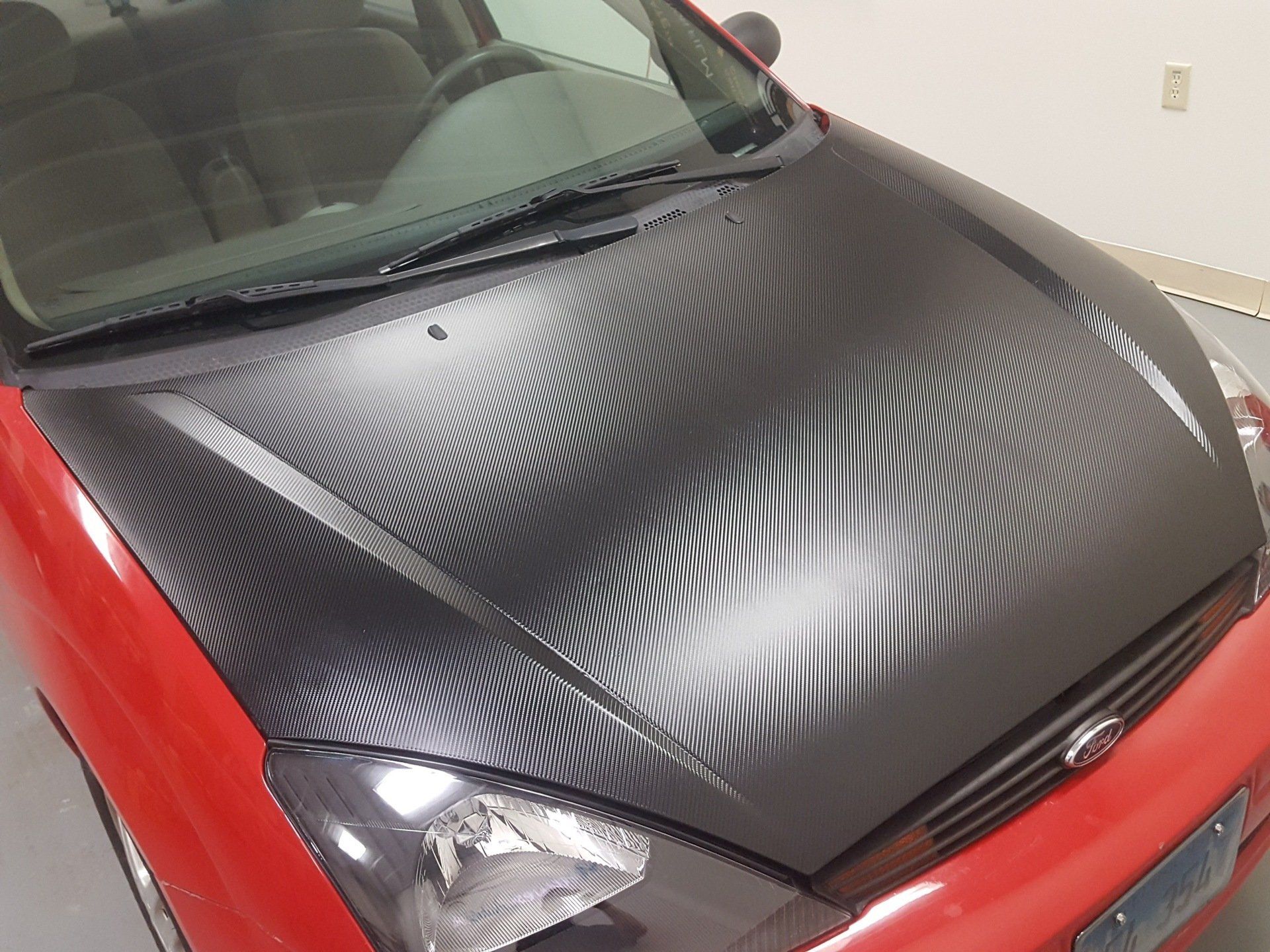 car hood with vinyl wrap