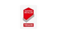 Velux Certified Installer logo, red and gray hexagon with 