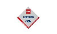 GAF Certified logo, red and white diamond with 