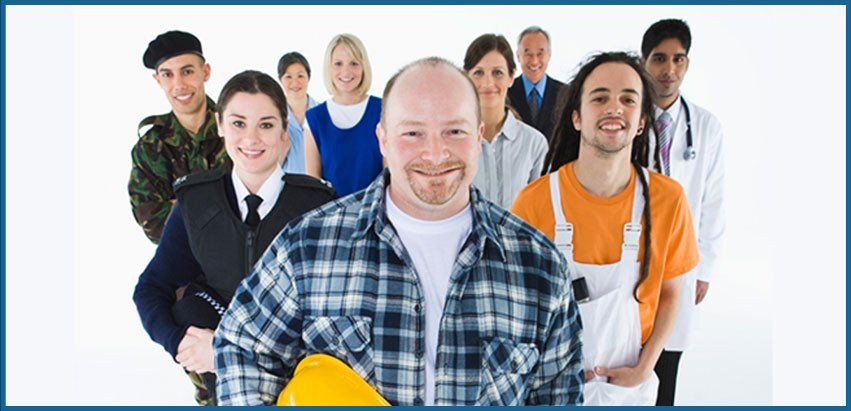 A group of workers from different careers