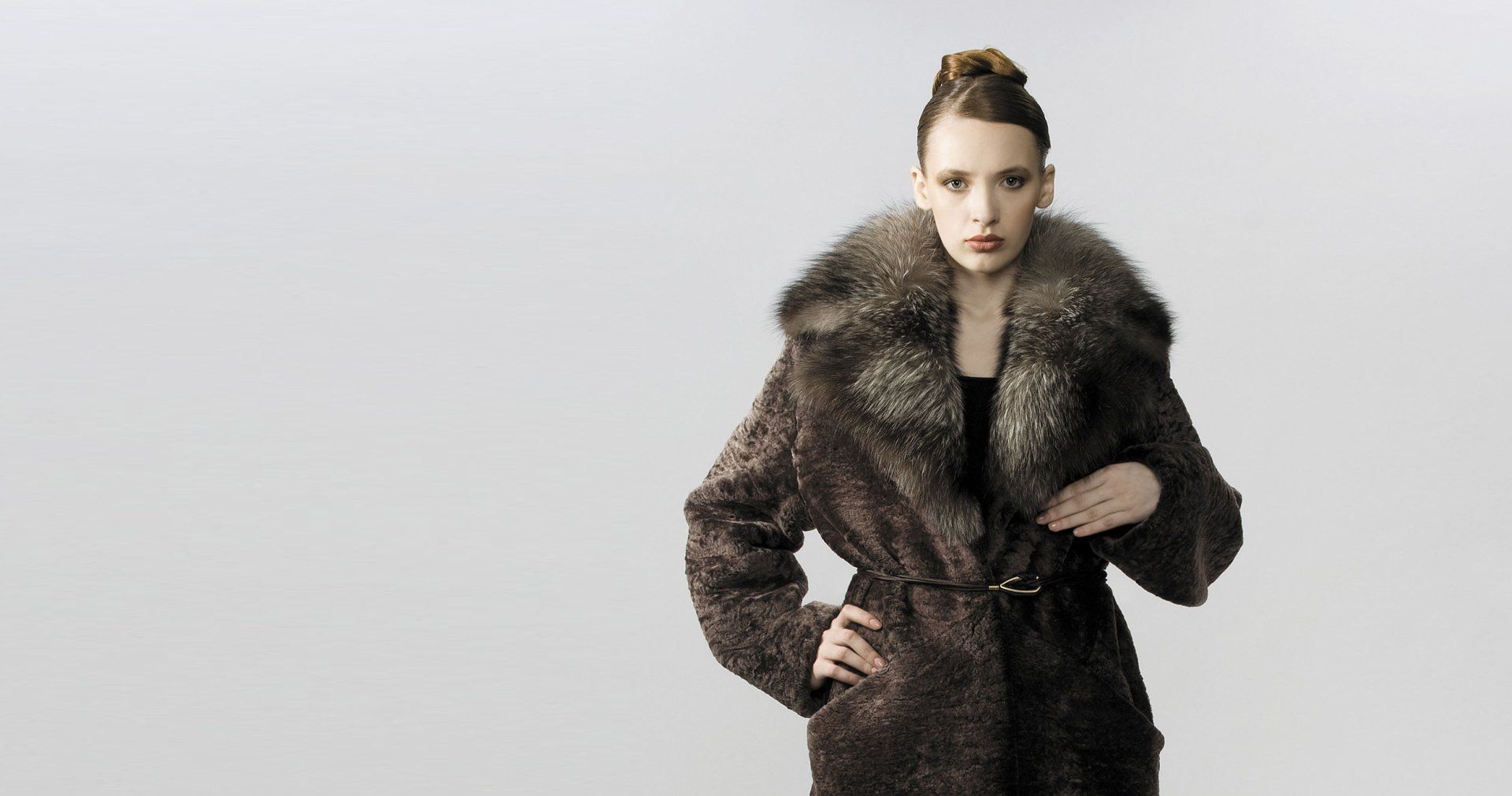 Woman wearing fur coat