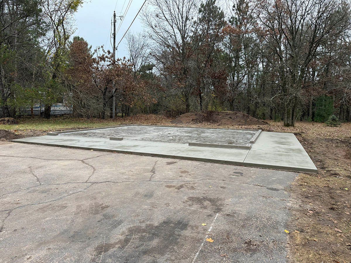 A concrete foundation is being built