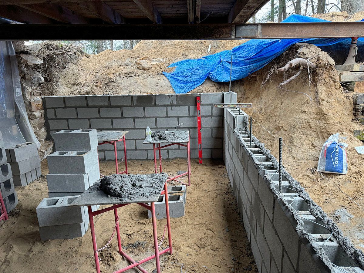 A wall is being built