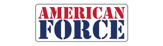 The american force logo is red white and blue