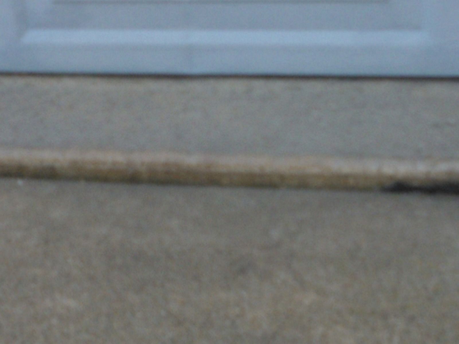 A wooden stick is sitting on the ground next to a garage door.
